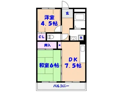 ビラシティ鈴木I(2DK/3階)の間取り写真