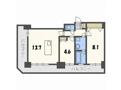 グランドタワー札幌(2LDK/26階)の間取り写真