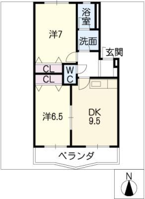 アベリア津島(2DK/3階)の間取り写真