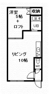 ハンドレッドヴィレッジH棟(1LDK/2階)の間取り写真