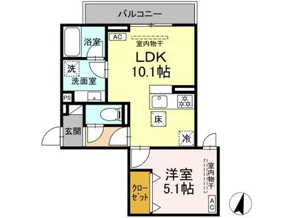 リートゥス湘南辻堂(1LDK/1階)の間取り写真
