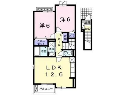 ソヴール 佑(2LDK/2階)の間取り写真