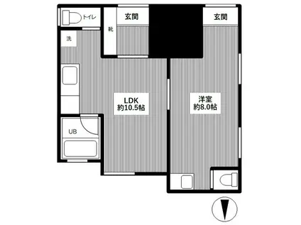 オザキハイツ(1LDK/1階)の間取り写真