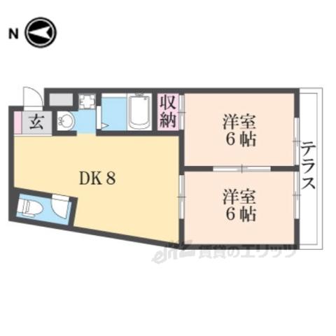 エクセル河村(2DK/1階)の間取り写真