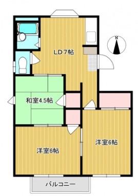 アーバンハイツ川入(3DK/1階)の間取り写真