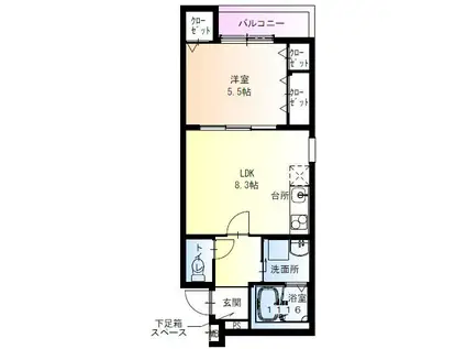 フジパレス住吉大領(1LDK/3階)の間取り写真