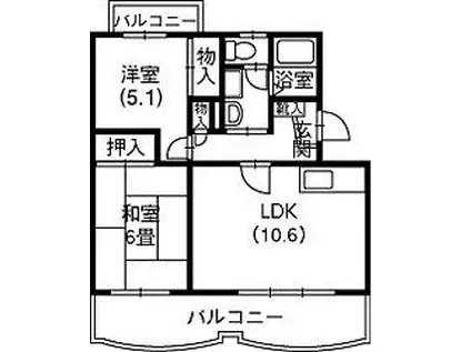 シンフォニー三和I(2LDK/2階)の間取り写真