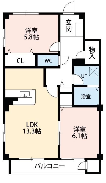 シュプール21(2LDK/1階)の間取り写真