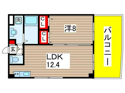 メイ アジュール登戸(1LDK/4階)の間取り写真