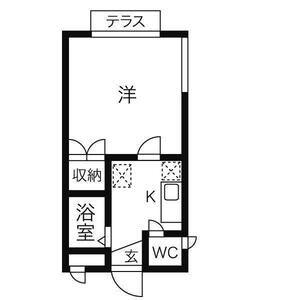 フォレストヴィラII(1K/1階)の間取り写真
