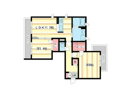 シャーメゾン春日(2LDK/2階)の間取り写真