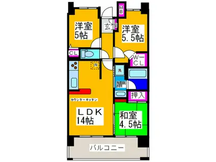 シャルマンフジ中百舌鳥パームスイート(3LDK/5階)の間取り写真