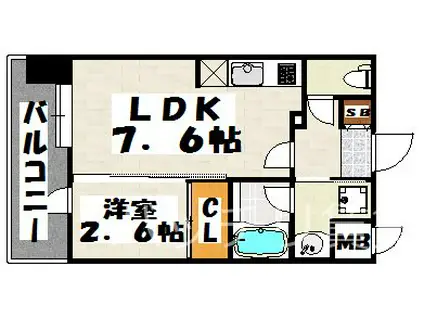 アソシアグロツッオ博多クロス(1DK/12階)の間取り写真