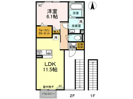 花水木の家 V(1LDK/2階)の間取り写真