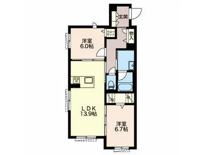 シャーメゾン徳川(2LDK/1階)の間取り写真