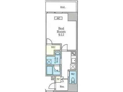 シャントロワ曙橋(1K/2階)の間取り写真