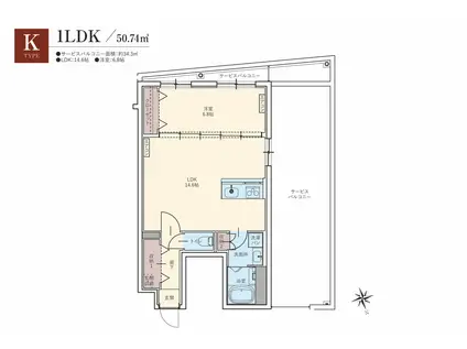 羽田六間堀レジデンス(1LDK/5階)の間取り写真