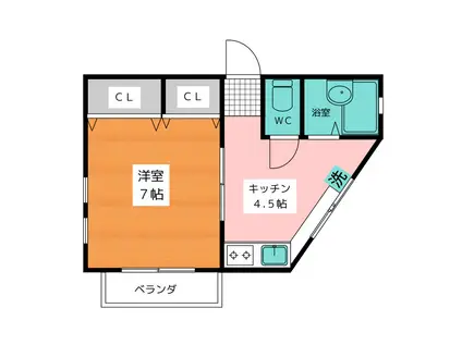 メゾンチェリー(1K/2階)の間取り写真