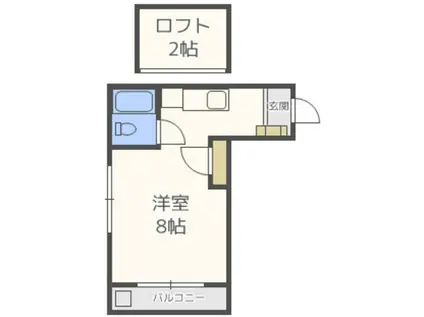 リバーハイツ板付(ワンルーム/2階)の間取り写真