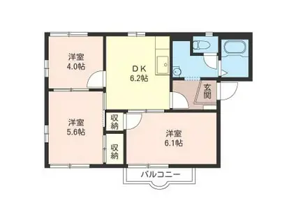 メゾンドール A(3DK/1階)の間取り写真