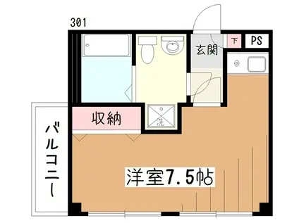 ハウス12(ワンルーム/3階)の間取り写真