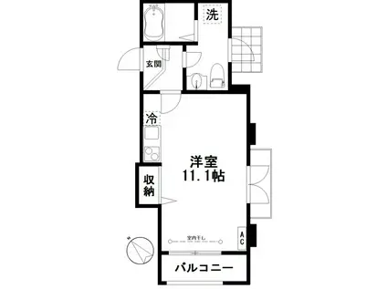 ルミエールMS(ワンルーム/2階)の間取り写真