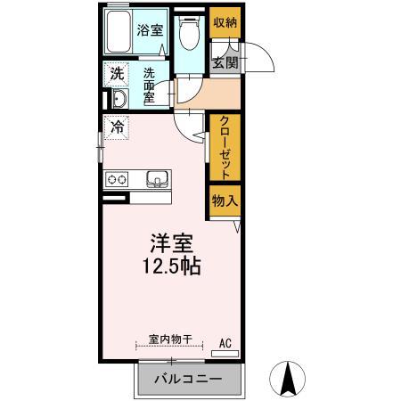 セジュール杉山 C棟(ワンルーム/2階)の間取り写真