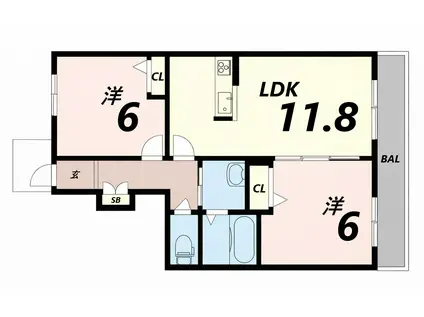 GREEN CITYIII(2LDK/1階)の間取り写真