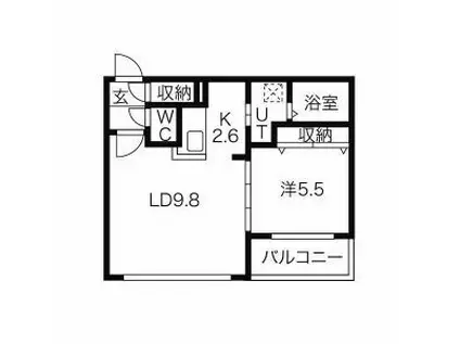 アジュールコートN5(1LDK/3階)の間取り写真