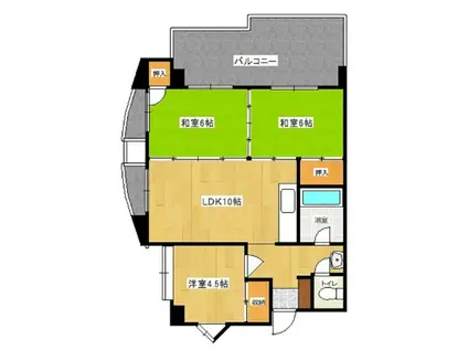 サンハイツ比嘉安里(3LDK/6階)の間取り写真