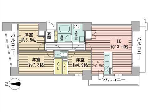 レジディア円山北5条(3LDK/4階)の間取り写真