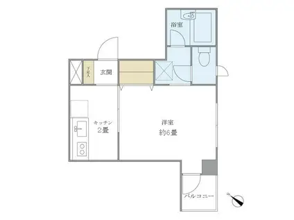 ヒルズガーデン(1K/2階)の間取り写真