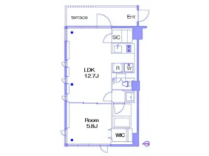 THE TRIBECA(1LDK/7階)の間取り写真