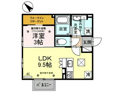 石川県金沢市 2階建 築10年(1LDK/1階)の間取り写真