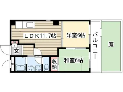 コーポ川上(2LDK/1階)の間取り写真