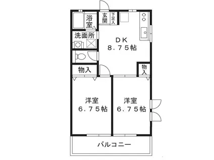 グランデール(2DK/2階)の間取り写真