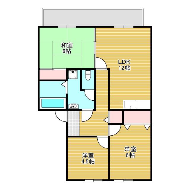ボヌールB棟(3LDK/2階)の間取り写真