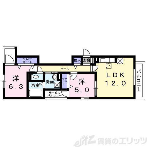 パル茨木(1LDK/1階)の間取り写真