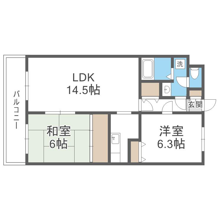 サンハイツ丸果(2LDK/2階)の間取り写真