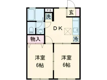 KSハイムC棟(2DK/1階)の間取り写真