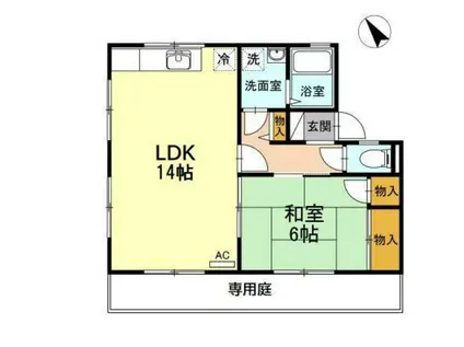 ファミール谷岡(1LDK/1階)の間取り写真