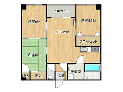 サンシティ広田(3LDK/3階)の間取り写真