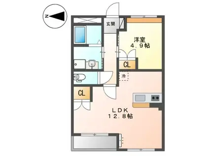 クレール デュイル(1LDK/1階)の間取り写真