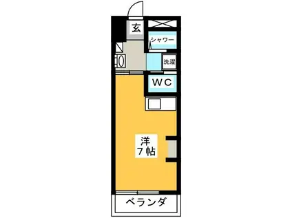シルクハイム(1K/2階)の間取り写真