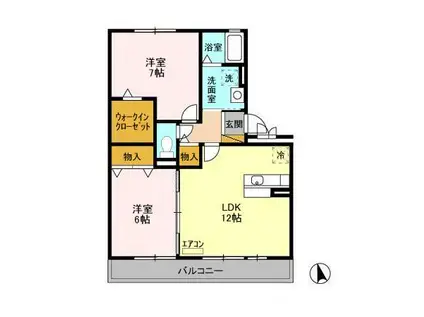 ヒルサイドコート参番館(2LDK/2階)の間取り写真