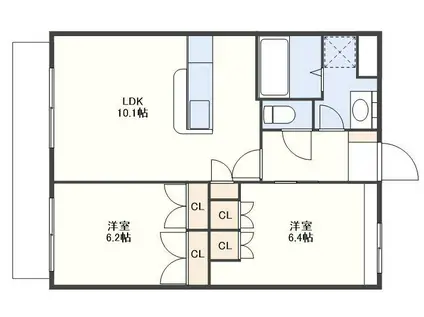 コーポ・アシューレ(2LDK/2階)の間取り写真