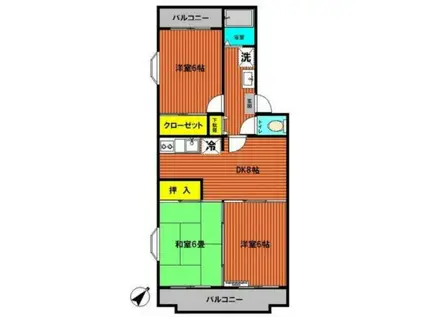 クレアーマンションオオツカ(3DK/2階)の間取り写真