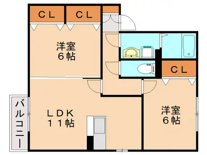 メゾン宮田A棟(2LDK/2階)の間取り写真