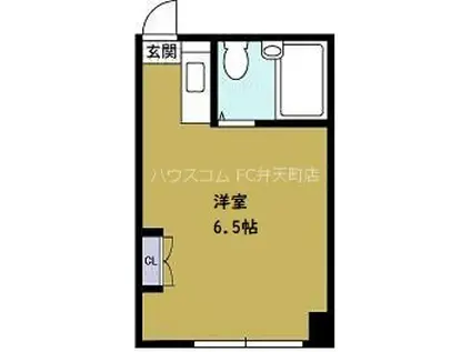 ドエル朝潮(1K/5階)の間取り写真