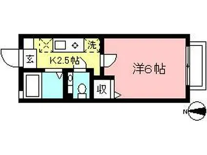 フォンティーヌ狛江(1K/1階)の間取り写真